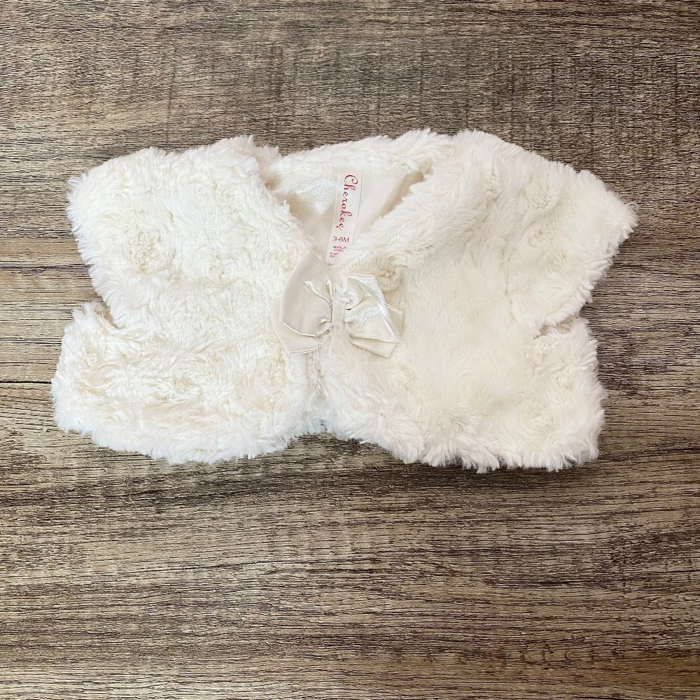 Cherokee Short Sleeve Faux Fur Shrug 3-6 Months